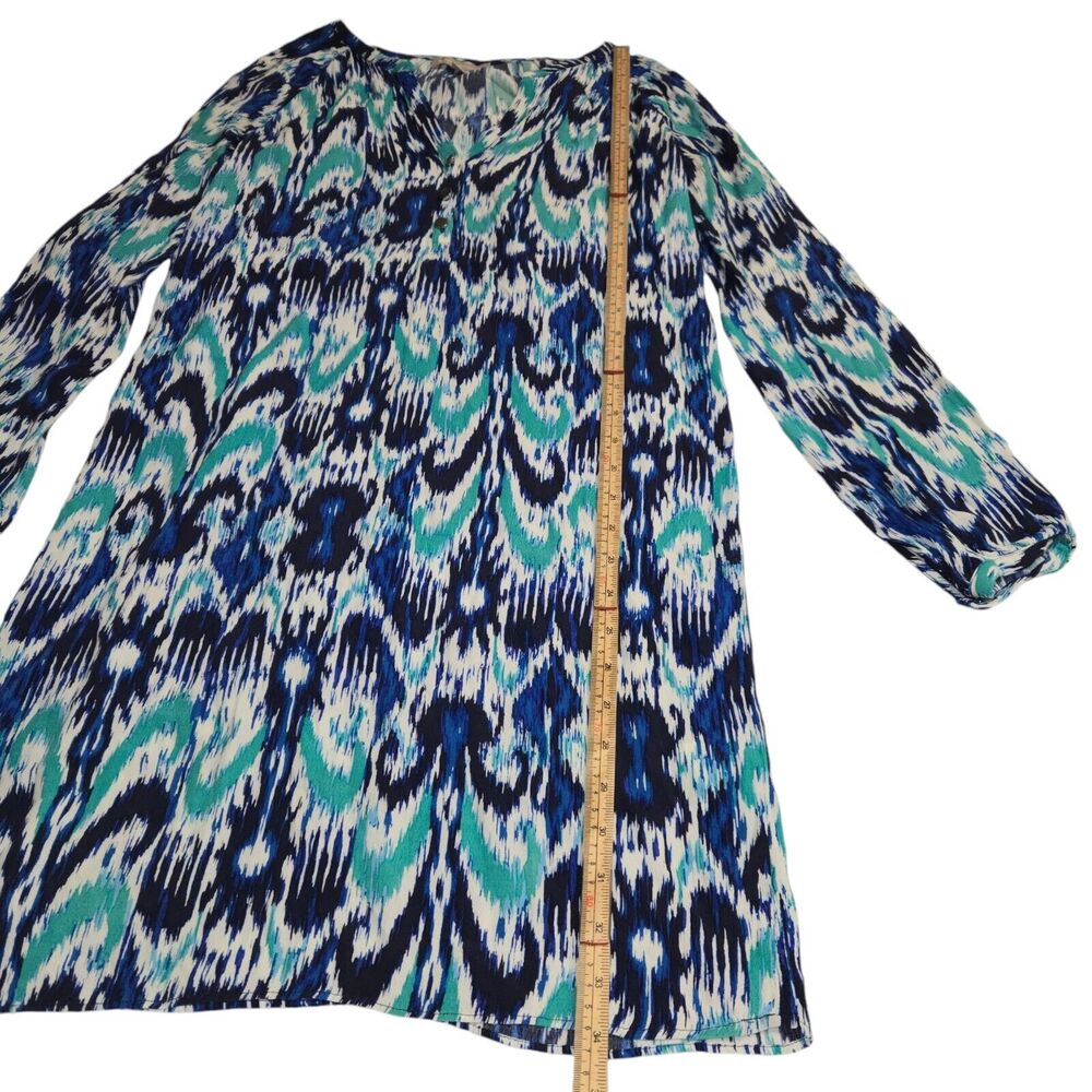 Banana Republic Womens Size 0 Shirt Dress Roll Tab Long Sleeves‎ Blue Green Mini - Picture 8 of 14